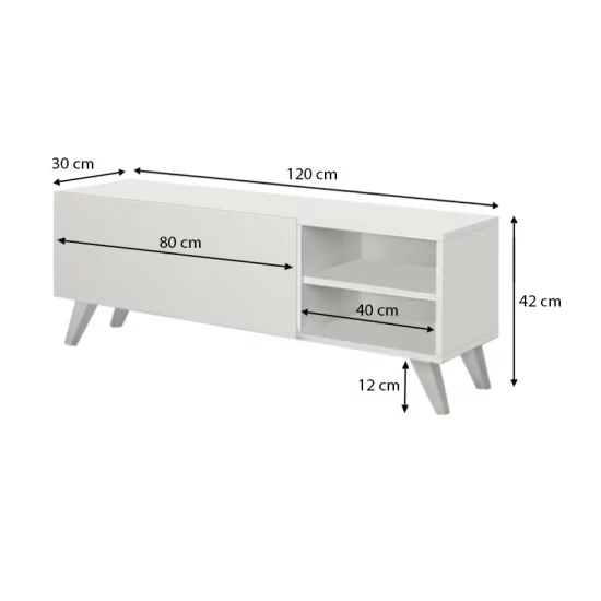 Έπιπλο τηλεόρασης Space  χρώμα λευκό 120x35x42εκ.