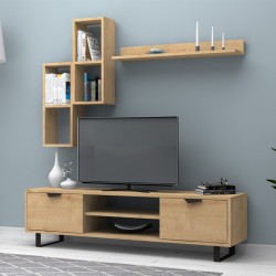 Σύνθεση τηλεόρασης Lonsa  χρώμα φυσικό οξιάς 160x35x40εκ.