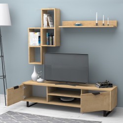 Σύνθεση τηλεόρασης Lonsa  χρώμα φυσικό οξιάς 160x35x40εκ.