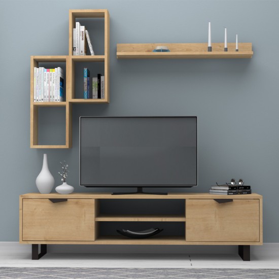 Σύνθεση τηλεόρασης Lonsa  χρώμα φυσικό οξιάς 160x35x40εκ.