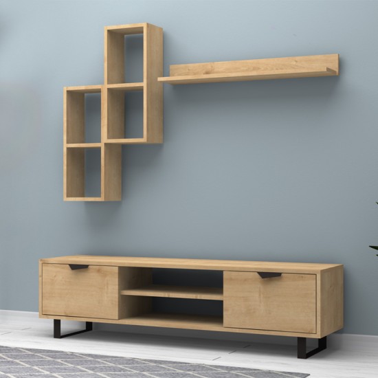 Σύνθεση τηλεόρασης Lonsa  χρώμα φυσικό οξιάς 160x35x40εκ.