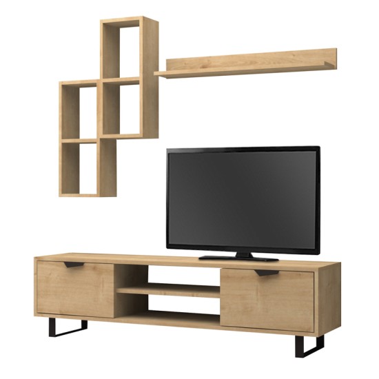 Σύνθεση τηλεόρασης Lonsa  χρώμα φυσικό οξιάς 160x35x40εκ.