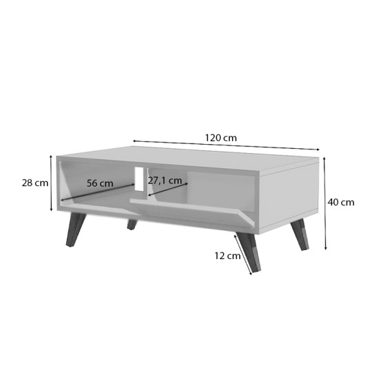 Τραπεζάκι σαλονιού Aster  από μελαμίνη χρώμα sonoma 120x56x40εκ. - 0123214