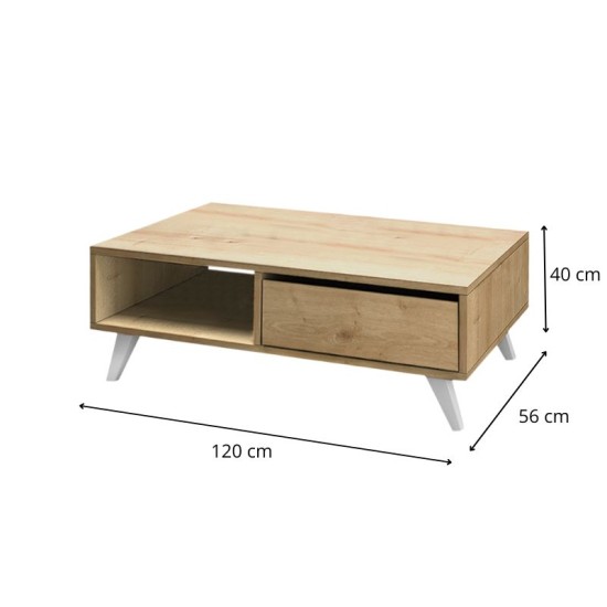 Τραπεζάκι σαλονιού Aster  χρώμα φυσικό οξιάς 120x56x40εκ.