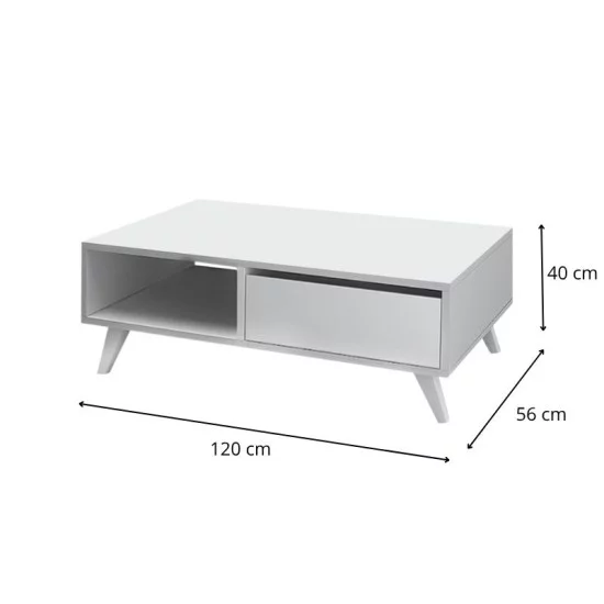 Τραπεζάκι σαλονιού Aster  χρώμα λευκό 120x56x40εκ.