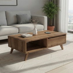 Τραπεζάκι σαλονιού Aster  χρώμα καρυδί 120x56x40εκ.