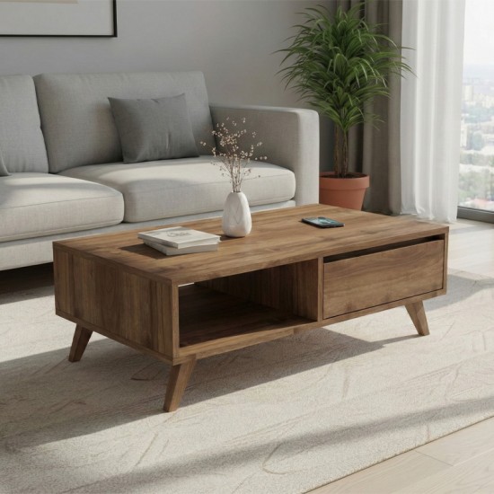 Τραπεζάκι σαλονιού Aster  χρώμα καρυδί 120x56x40εκ.