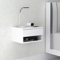 Κομοδίνο επιτοίχιο Mary  χρώμα λευκό 40x30x23εκ.