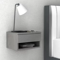 Κομοδίνο επιτοίχιο Mary  χρώμα γκρι σκυροδέματος 40x30x23εκ.