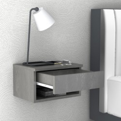 Κομοδίνο επιτοίχιο Mary  χρώμα γκρι σκυροδέματος 40x30x23εκ.