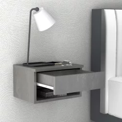 Κομοδίνο επιτοίχιο Mary  χρώμα γκρι σκυροδέματος 40x30x23εκ.