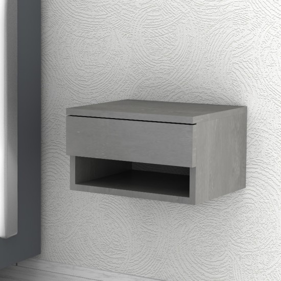 Κομοδίνο επιτοίχιο Mary  χρώμα γκρι σκυροδέματος 40x30x23εκ.