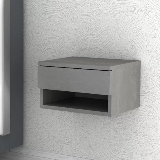 Κομοδίνο επιτοίχιο Mary  χρώμα γκρι σκυροδέματος 40x30x23εκ.