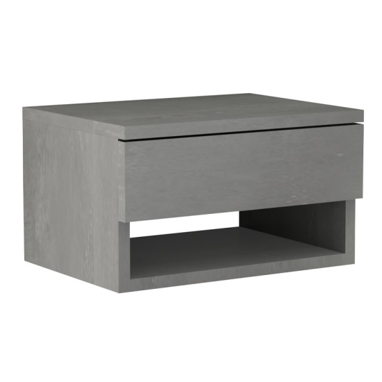 Κομοδίνο επιτοίχιο Mary  χρώμα γκρι σκυροδέματος 40x30x23εκ.