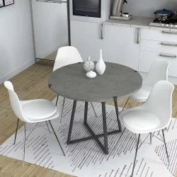 Τραπέζι Rubes  χρώμα γκρι σκυροδέματος 100x100x78εκ.