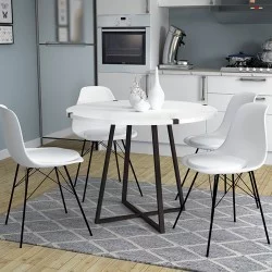 Τραπέζι Rubes  χρώμα λευκό - ανθρακί 100x100x78εκ.