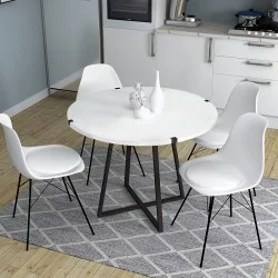 Τραπέζι Rubes  χρώμα λευκό - ανθρακί 100x100x78εκ.