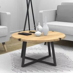 Τραπεζάκι σαλονιού Mauricio  χρώμα φυσικό οξιάς - ανθρακί 78x78x43εκ.