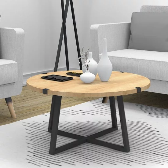 Τραπεζάκι σαλονιού Mauricio  χρώμα φυσικό οξιάς - ανθρακί 78x78x43εκ.