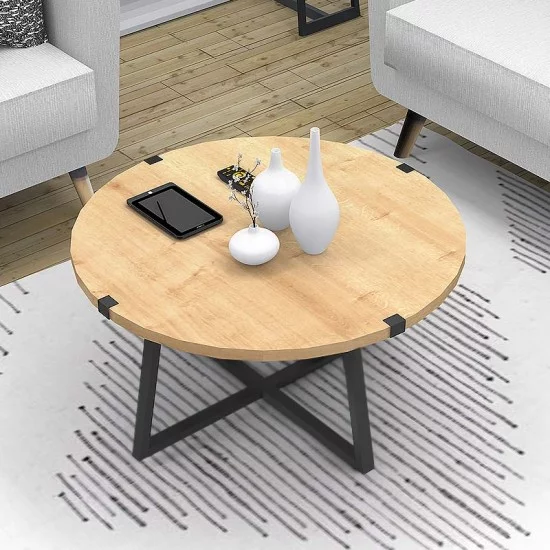 Τραπεζάκι σαλονιού Mauricio  χρώμα φυσικό οξιάς - ανθρακί 78x78x43εκ.