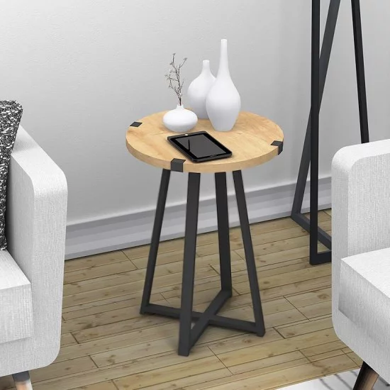 Βοηθητικό τραπεζάκι Pedro  χρώμα φυσικό οξιάς - ανθρακί 44x44x58εκ.