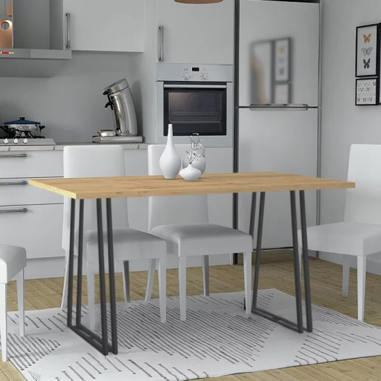Τραπέζι Gable  χρώμα φυσικό οξιάς - ανθρακί 140x80x76εκ.