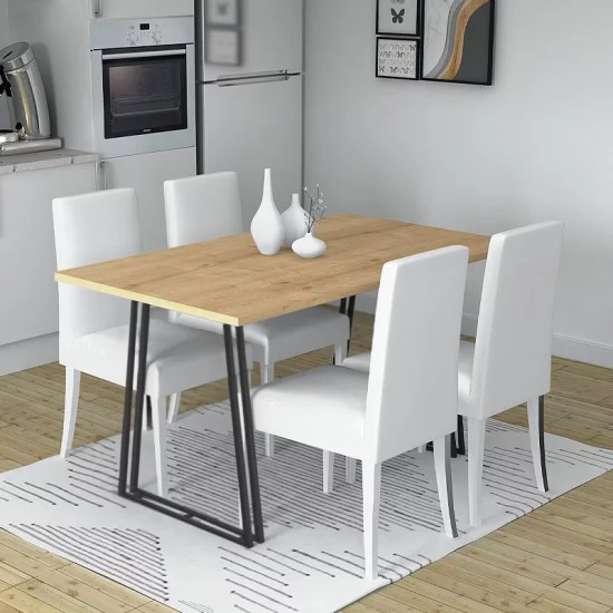 Τραπέζι Gable  χρώμα φυσικό οξιάς - ανθρακί 140x80x76εκ.