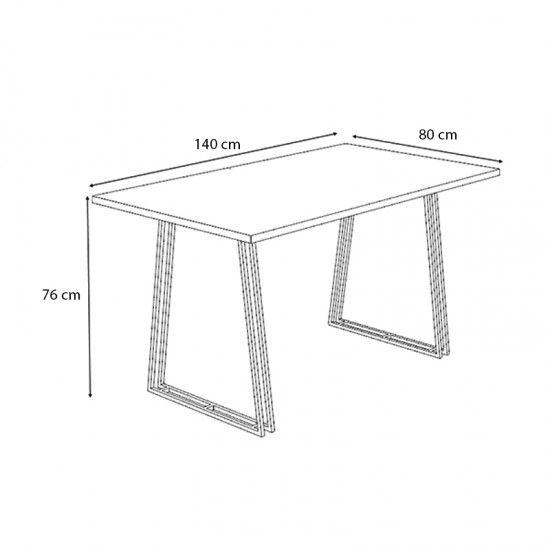 Τραπέζι Gable Megapap μεταλλικό - μελαμίνης χρώμα sonoma - ανθρακί 140x80x76εκ. - 0128601
