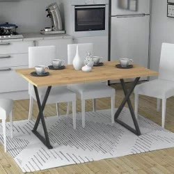 Τραπέζι Bette  χρώμα φυσικό οξιάς - ανθρακί 140x80x76εκ.