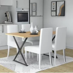 Τραπέζι Bette  χρώμα φυσικό οξιάς - ανθρακί 140x80x76εκ.