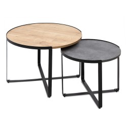 Σετ τραπεζάκια σαλονιού Davis  2τμχ. χρώμα φυσικό οξιάς/γκρι σκυροδέματος 70x69x46εκ. Σετ τραπεζάκια σαλονιού Davis  2τμχ. χρώμα φυσικό οξιάς/γκρι σκυροδέματος 70x69x46εκ.