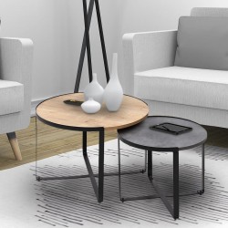 Σετ τραπεζάκια σαλονιού Davis  2τμχ. χρώμα φυσικό οξιάς/γκρι σκυροδέματος 70x69x46εκ. Σετ τραπεζάκια σαλονιού Davis  2τμχ. χρώμα φυσικό οξιάς/γκρι σκυροδέματος 70x69x46εκ.