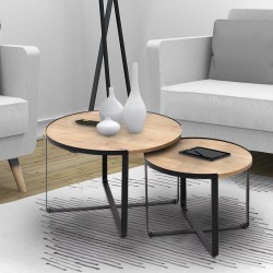 Σετ τραπεζάκια σαλονιού Davis  2τμχ. χρώμα φυσικό οξιάς 70x69x46εκ. Σετ τραπεζάκια σαλονιού Davis  2τμχ. χρώμα φυσικό οξιάς 70x69x46εκ.