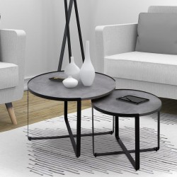 Σετ τραπεζάκια σαλονιού Davis  2τμχ. χρώμα γκρι σκυροδέματος 70x69x46εκ.