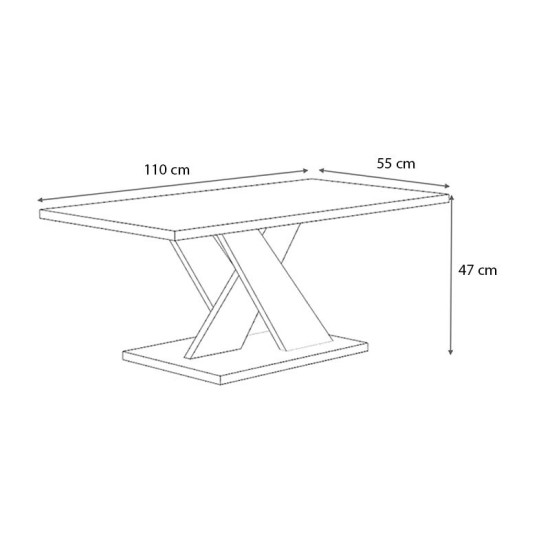 Τραπεζάκι σαλονιού Marcello  χρώμα λευκό 110x55x47εκ.