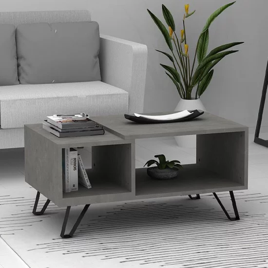 Τραπεζάκι σαλονιού Don  χρώμα γκρι σκυροδέματος 90x55x44εκ.