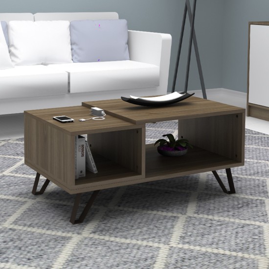 Τραπεζάκι σαλονιού Don  χρώμα καρυδί 90x55x44εκ.