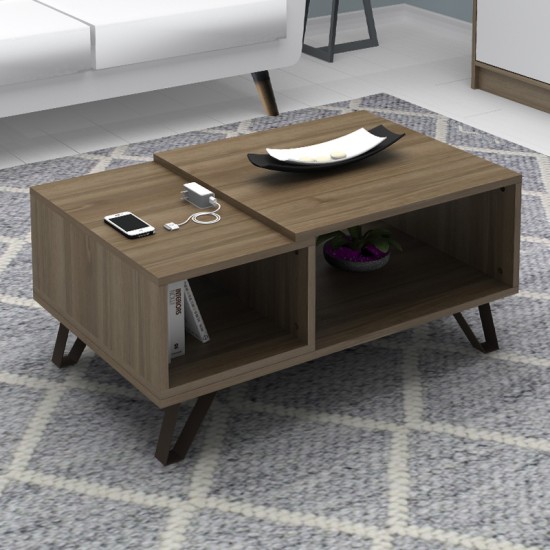 Τραπεζάκι σαλονιού Don  χρώμα καρυδί 90x55x44εκ.