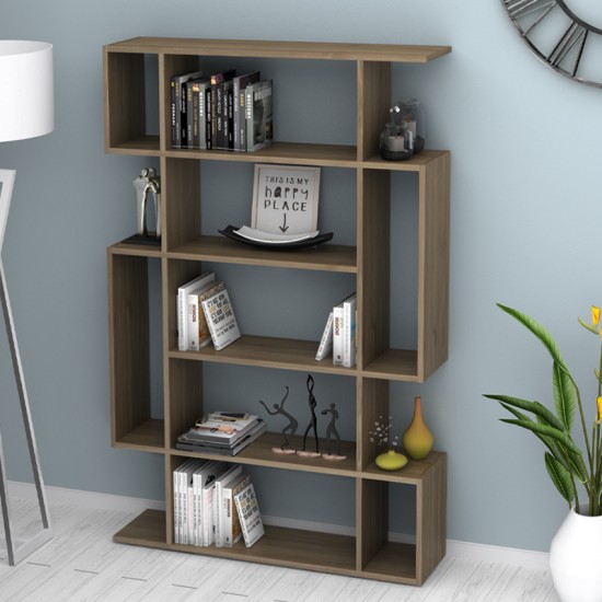 Βιβλιοθήκη Clint  χρώμα καρυδί 108,5x25,5x161εκ.