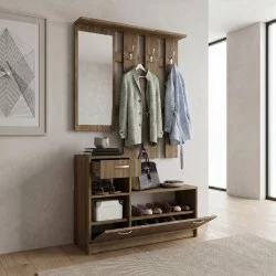 Έπιπλο εισόδου Raynold  χρώμα καρυδί 100x30x180εκ.