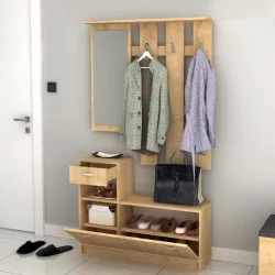 Έπιπλο εισόδου Raynold  χρώμα φυσικό οξιάς 100x30x180εκ.