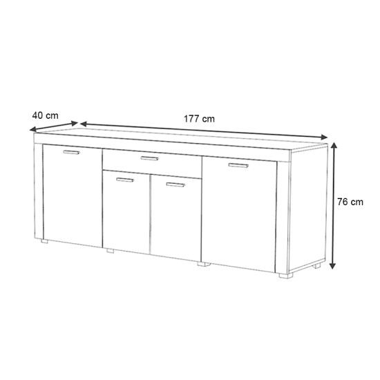 Μπουφές Joseph  χρώμα λευκό 177x40x76εκ.