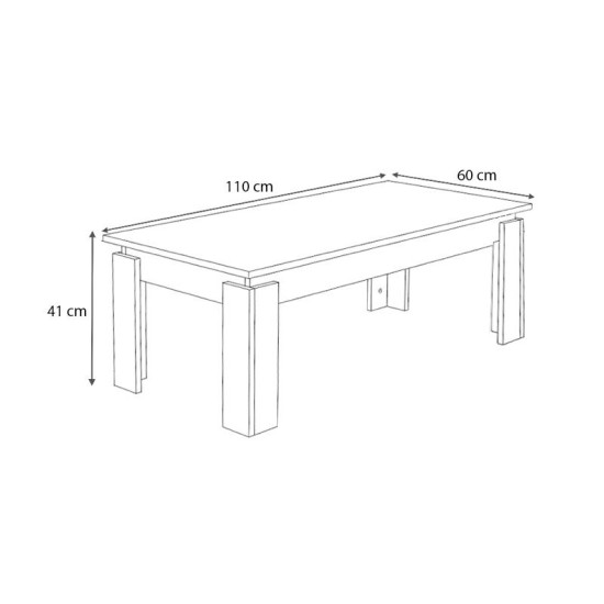 Τραπεζάκι σαλονιού Seda  χρώμα φυσικό οξιάς 110x60x41εκ.