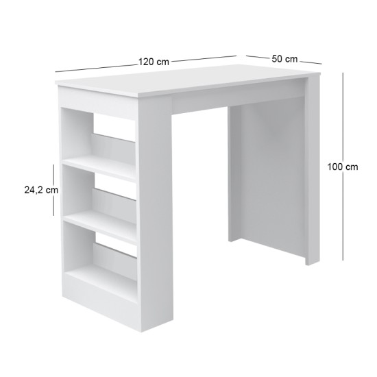 Τραπέζι μπαρ Deep  χρώμα λευκό 120x50x100εκ.