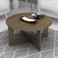 Τραπεζάκι σαλονιού Kati  χρώμα καρυδί Ø80x42εκ.