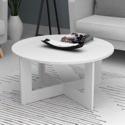 Τραπεζάκι σαλονιού Kati  χρώμα λευκό Ø80x42εκ.