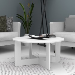 Τραπεζάκι σαλονιού Kati  χρώμα λευκό Ø80x42εκ.