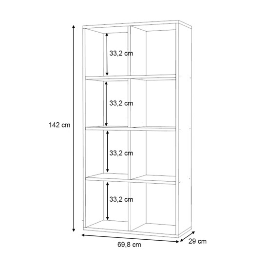 Βιβλιοθήκη Anser  χρώμα λευκό 69,8x29x142εκ.