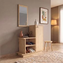 Έπιπλο εισόδου Cute  χρώμα φυσικό οξιάς 90x35x95εκ.