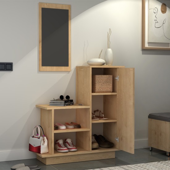 Έπιπλο εισόδου Cute  χρώμα φυσικό οξιάς 90x35x95εκ.